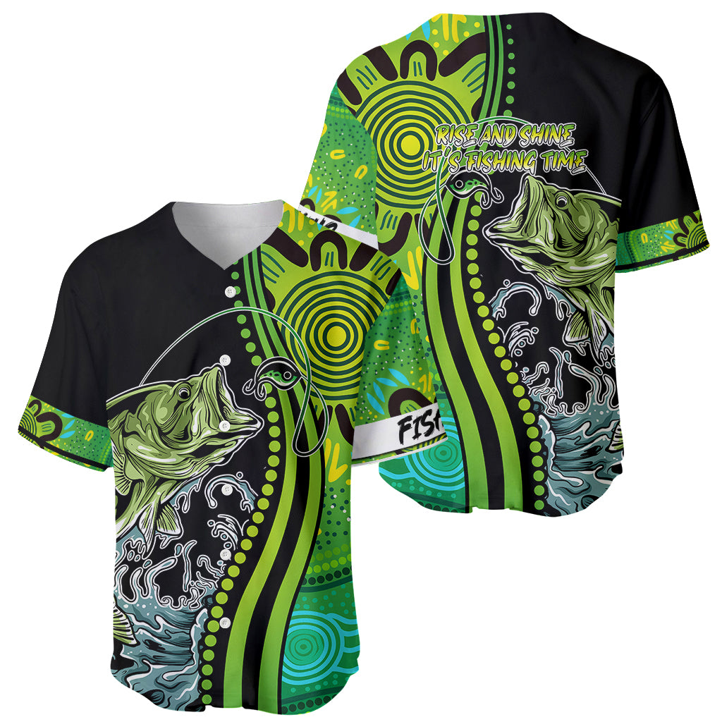 australia-fishing-baseball-jersey-aboriginal-rise-and-shine-a-bass-fish-jumps-out-of-water-and-aboriginal-patterns-inspired