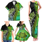 australia-fishing-family-matching-tank-maxi-dress-and-hawaiian-shirt-aboriginal-rise-and-shine-a-bass-fish-jumps-out-of-water-and-aboriginal-patterns-inspired