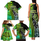 australia-fishing-family-matching-tank-maxi-dress-and-hawaiian-shirt-aboriginal-rise-and-shine-a-bass-fish-jumps-out-of-water-and-aboriginal-patterns-inspired
