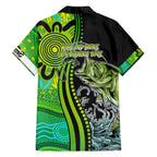australia-fishing-family-matching-tank-maxi-dress-and-hawaiian-shirt-aboriginal-rise-and-shine-a-bass-fish-jumps-out-of-water-and-aboriginal-patterns-inspired