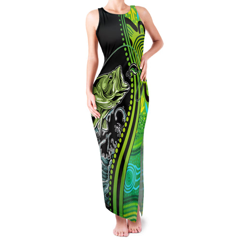australia-fishing-family-matching-tank-maxi-dress-and-hawaiian-shirt-aboriginal-rise-and-shine-a-bass-fish-jumps-out-of-water-and-aboriginal-patterns-inspired