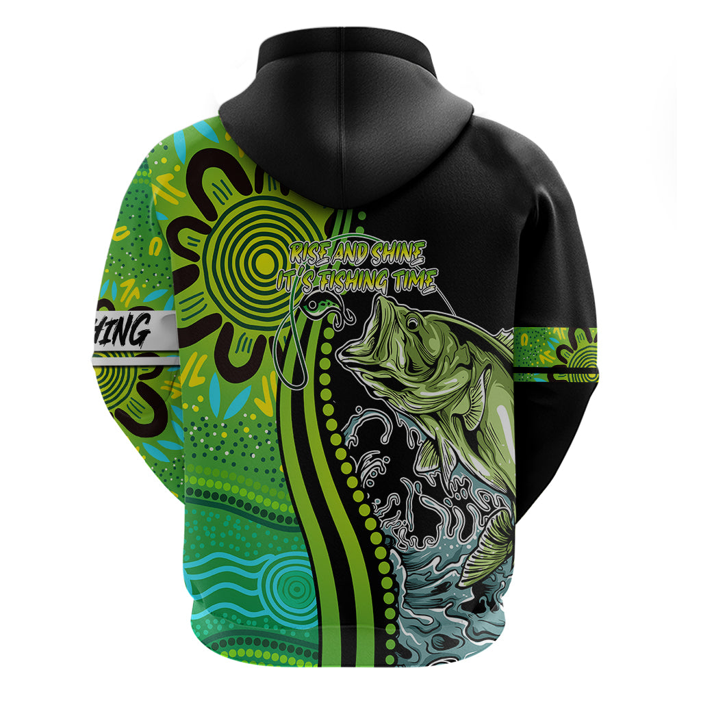 australia-fishing-hoodie-aboriginal-rise-and-shine-a-bass-fish-jumps-out-of-water-and-aboriginal-patterns-inspired