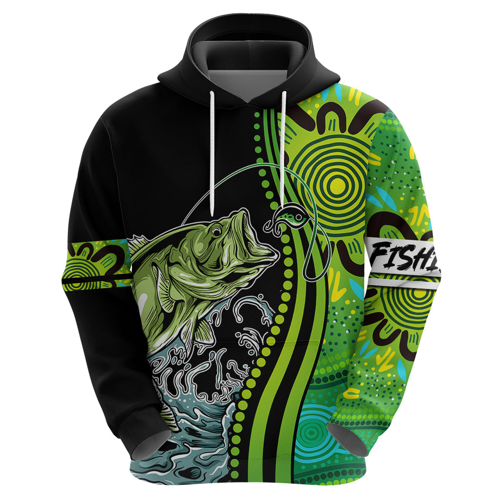 australia-fishing-hoodie-aboriginal-rise-and-shine-a-bass-fish-jumps-out-of-water-and-aboriginal-patterns-inspired