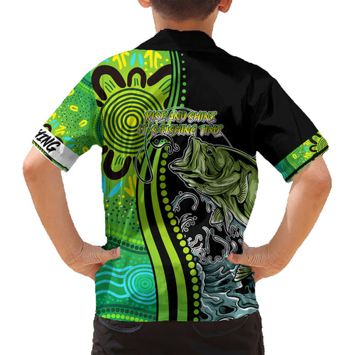 australia-fishing-kid-hawaiian-shirt-aboriginal-rise-and-shine-a-bass-fish-jumps-out-of-water-and-aboriginal-patterns-inspired