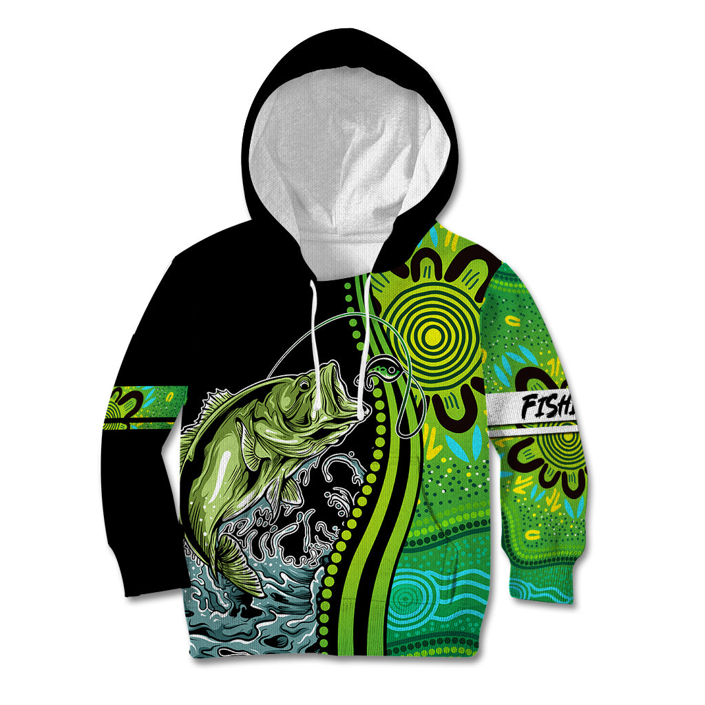 australia-fishing-kid-hoodie-aboriginal-rise-and-shine-a-bass-fish-jumps-out-of-water-and-aboriginal-patterns-inspired