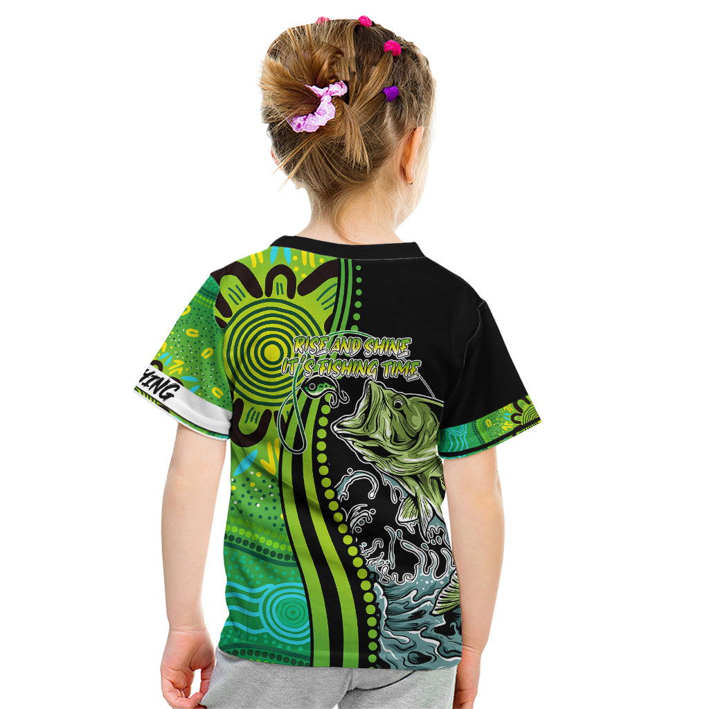australia-fishing-kid-t-shirt-aboriginal-rise-and-shine-a-bass-fish-jumps-out-of-water-and-aboriginal-patterns-inspired