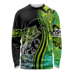 australia-fishing-long-sleeve-shirt-aboriginal-rise-and-shine-a-bass-fish-jumps-out-of-water-and-aboriginal-patterns-inspired
