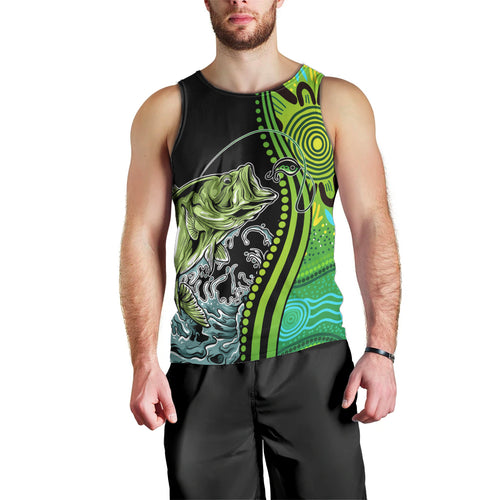 australia-fishing-men-tank-top-aboriginal-rise-and-shine-a-bass-fish-jumps-out-of-water-and-aboriginal-patterns-inspired