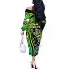 australia-fishing-off-the-shoulder-long-sleeve-dress-aboriginal-rise-and-shine-a-bass-fish-jumps-out-of-water-and-aboriginal-patterns-inspired