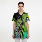 Australia Fishing Scrub Top Aboriginal Rise And Shine A Bass Fish Jumps Out Of Water And Aboriginal Patterns Inspired - Aussie Hoodie
