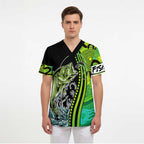 Australia Fishing Scrub Top Aboriginal Rise And Shine A Bass Fish Jumps Out Of Water And Aboriginal Patterns Inspired - Aussie Hoodie