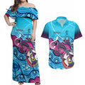 australia-fishing-couples-matching-off-shoulder-maxi-dress-and-hawaiian-shirt-fishaholic-with-the-dhari-symbol-and-aboriginal-pattern