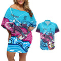 australia-fishing-couples-matching-off-shoulder-short-dress-and-hawaiian-shirt-fishaholic-with-the-dhari-symbol-and-aboriginal-pattern