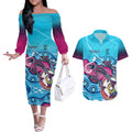 australia-fishing-couples-matching-off-the-shoulder-long-sleeve-dress-and-hawaiian-shirt-fishaholic-with-the-dhari-symbol-and-aboriginal-pattern