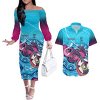 australia-fishing-couples-matching-off-the-shoulder-long-sleeve-dress-and-hawaiian-shirt-fishaholic-with-the-dhari-symbol-and-aboriginal-pattern