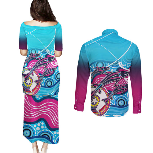 australia-fishing-couples-matching-puletasi-dress-and-long-sleeve-button-shirts-fishaholic-with-the-dhari-symbol-and-aboriginal-pattern