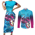 australia-fishing-couples-matching-short-sleeve-bodycon-dress-and-long-sleeve-button-shirts-fishaholic-with-the-dhari-symbol-and-aboriginal-pattern