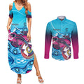 australia-fishing-couples-matching-summer-maxi-dress-and-long-sleeve-button-shirts-fishaholic-with-the-dhari-symbol-and-aboriginal-pattern