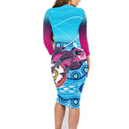 australia-fishing-family-matching-long-sleeve-bodycon-dress-and-hawaiian-shirt-fishaholic-with-the-dhari-symbol-and-aboriginal-pattern