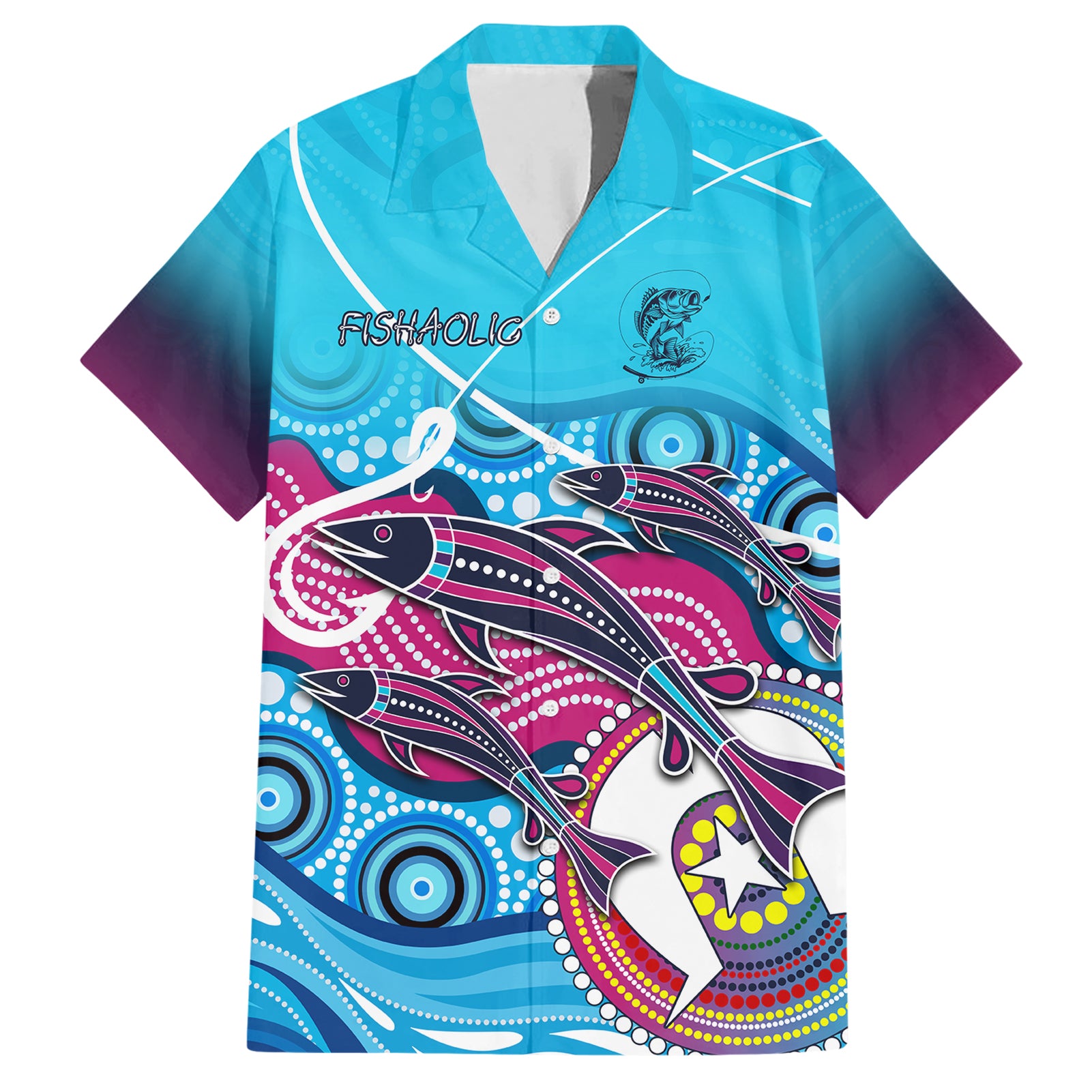 australia-fishing-hawaiian-shirt-fishaholic-with-the-dhari-symbol-and-aboriginal-pattern