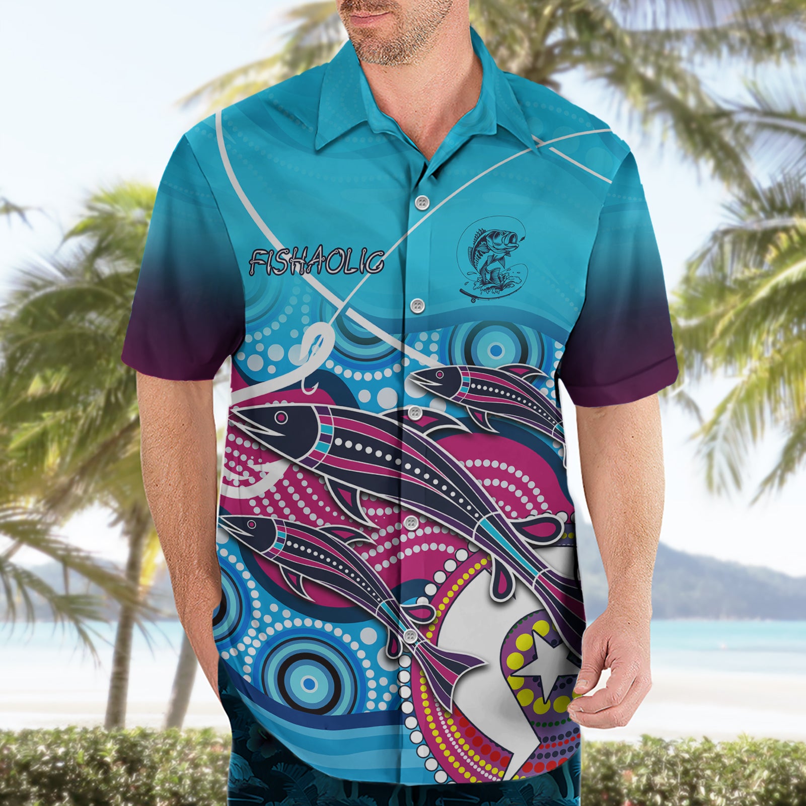 australia-fishing-hawaiian-shirt-fishaholic-with-the-dhari-symbol-and-aboriginal-pattern