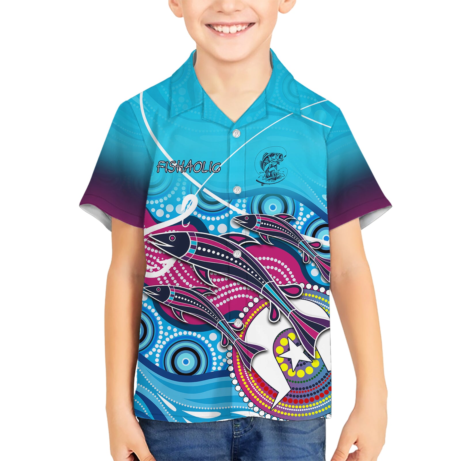 australia-fishing-hawaiian-shirt-fishaholic-with-the-dhari-symbol-and-aboriginal-pattern
