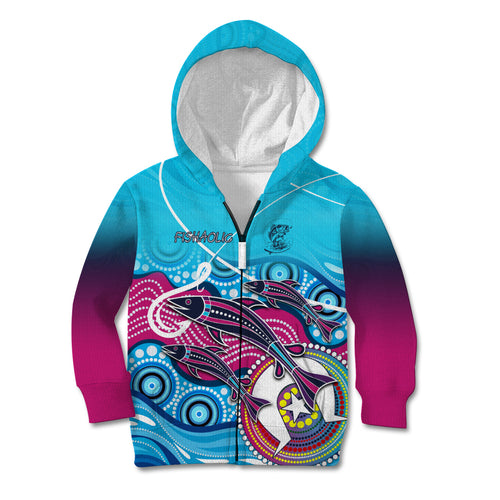 australia-fishing-kid-hoodie-fishaholic-with-the-dhari-symbol-and-aboriginal-pattern
