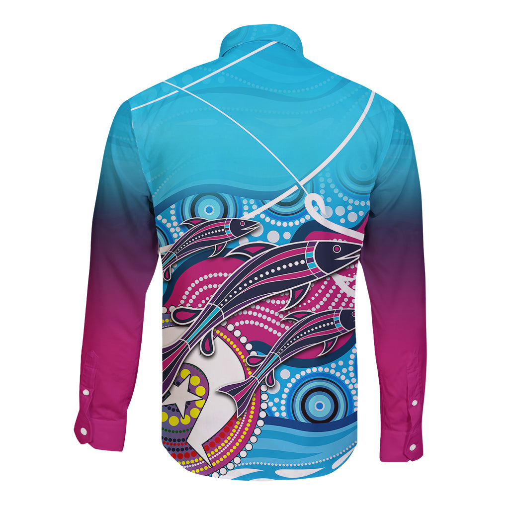 australia-fishing-long-sleeve-button-shirt-fishaholic-with-the-dhari-symbol-and-aboriginal-pattern