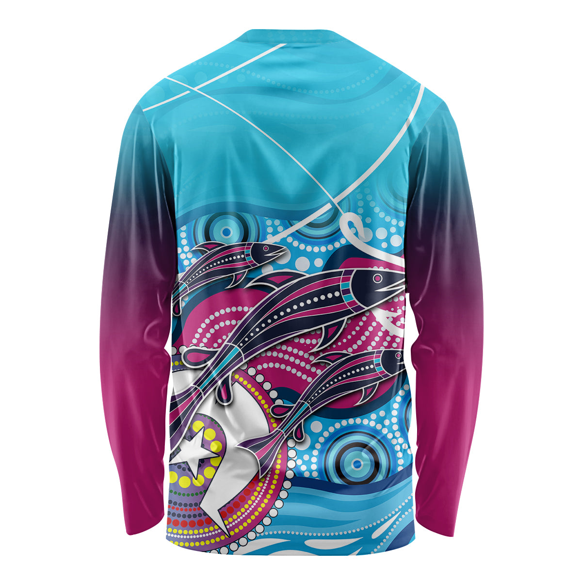 australia-fishing-long-sleeve-shirt-fishaholic-with-the-dhari-symbol-and-aboriginal-pattern