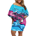 australia-fishing-off-shoulder-short-dress-fishaholic-with-the-dhari-symbol-and-aboriginal-pattern