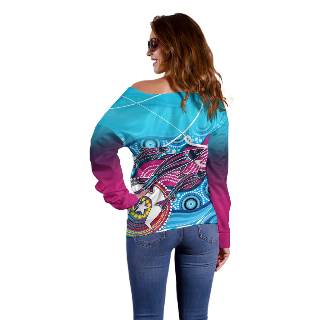 australia-fishing-off-shoulder-sweater-fishaholic-with-the-dhari-symbol-and-aboriginal-pattern
