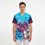 Australia Fishing Scrub Top Fishaholic With The Dhari Symbol And Aboriginal Pattern - Aussie Hoodie