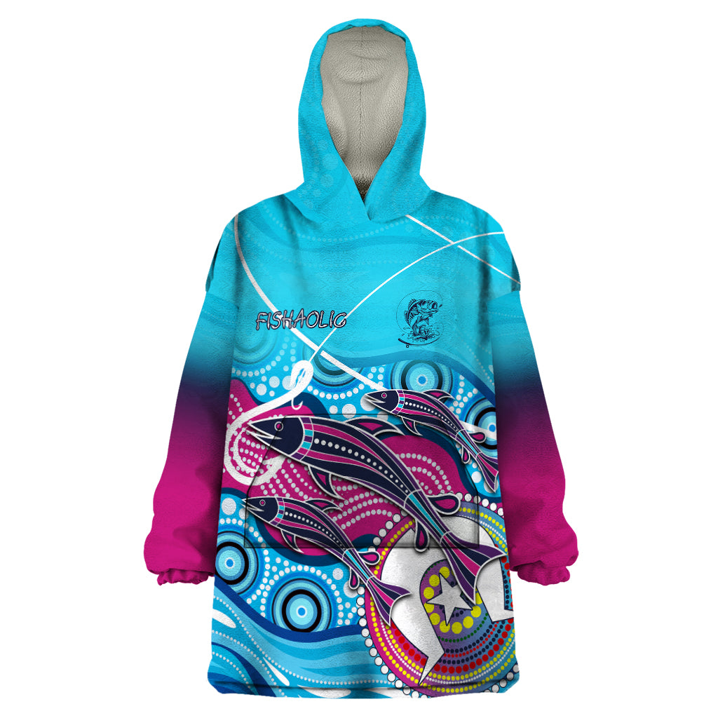 australia-fishing-wearable-blanket-hoodie-fishaholic-with-the-dhari-symbol-and-aboriginal-pattern