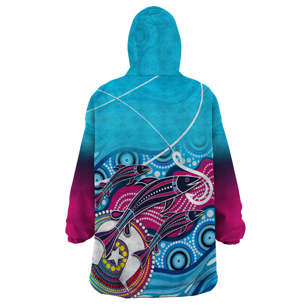 australia-fishing-wearable-blanket-hoodie-fishaholic-with-the-dhari-symbol-and-aboriginal-pattern