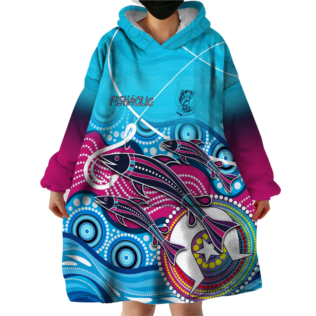 australia-fishing-wearable-blanket-hoodie-fishaholic-with-the-dhari-symbol-and-aboriginal-pattern