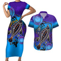 australia-fishing-couples-matching-short-sleeve-bodycon-dress-and-hawaiian-shirt-hooked-on-fishing-with-aboriginal-patterns