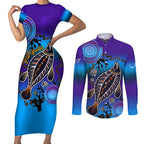 australia-fishing-couples-matching-short-sleeve-bodycon-dress-and-long-sleeve-button-shirts-hooked-on-fishing-with-aboriginal-patterns