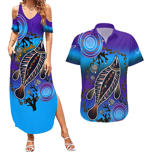 australia-fishing-couples-matching-summer-maxi-dress-and-hawaiian-shirt-hooked-on-fishing-with-aboriginal-patterns