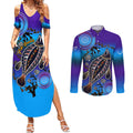 australia-fishing-couples-matching-summer-maxi-dress-and-long-sleeve-button-shirts-hooked-on-fishing-with-aboriginal-patterns
