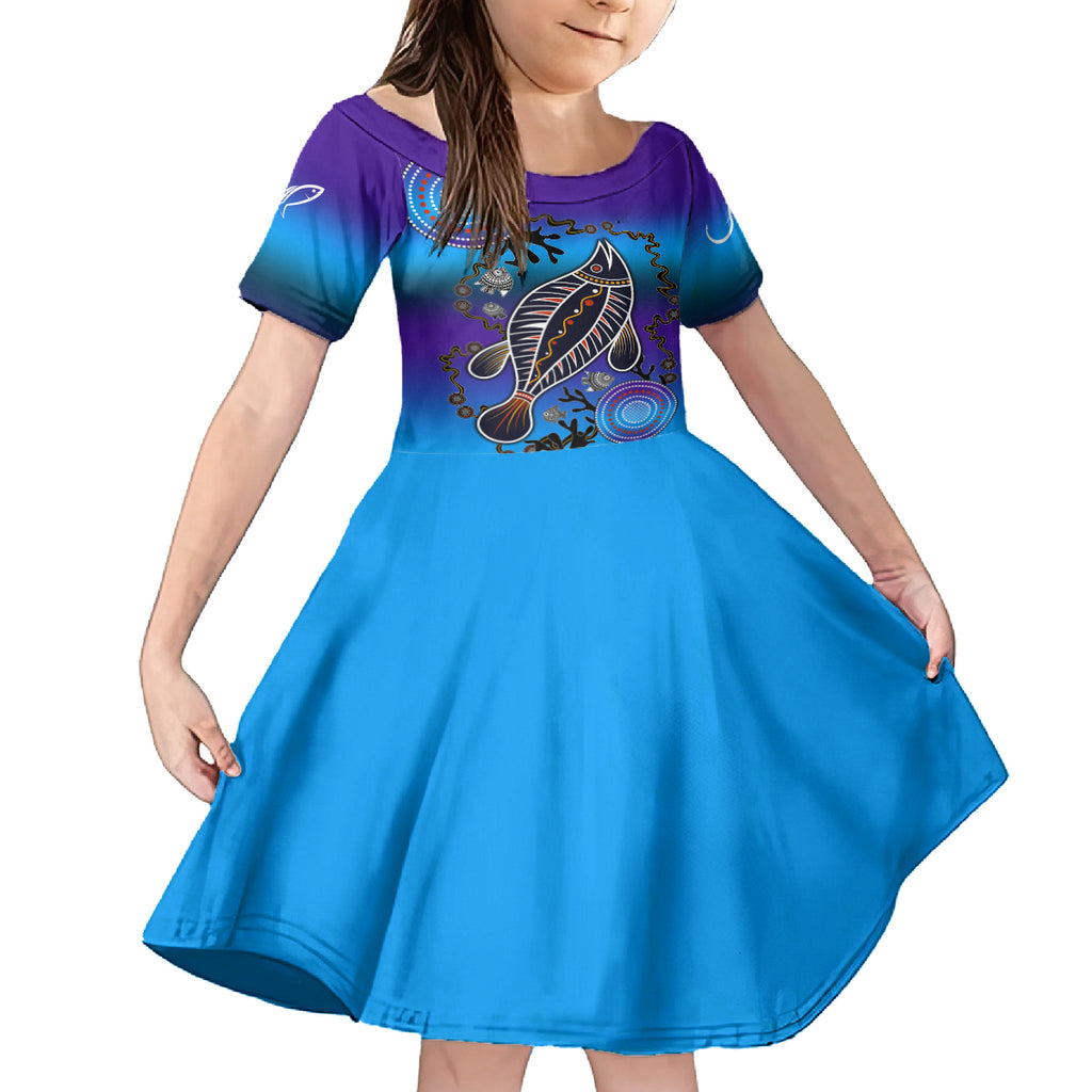 australia-fishing-kid-short-sleeve-dress-hooked-on-fishing-with-aboriginal-patterns