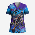Australia Fishing Scrub Top Hooked On Fishing With Aboriginal Patterns - Aussie Hoodie