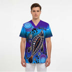 Australia Fishing Scrub Top Hooked On Fishing With Aboriginal Patterns - Aussie Hoodie