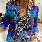 australia-fishing-women-casual-shirt-hooked-on-fishing-with-aboriginal-patterns