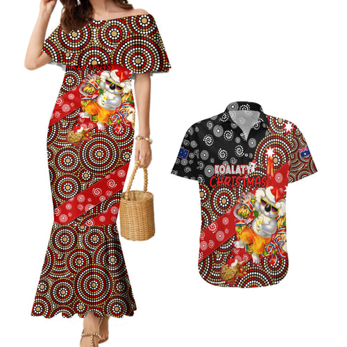 koalaty-christmas-couples-matching-mermaid-dress-and-hawaiian-shirt-australia-koala-aboriginal