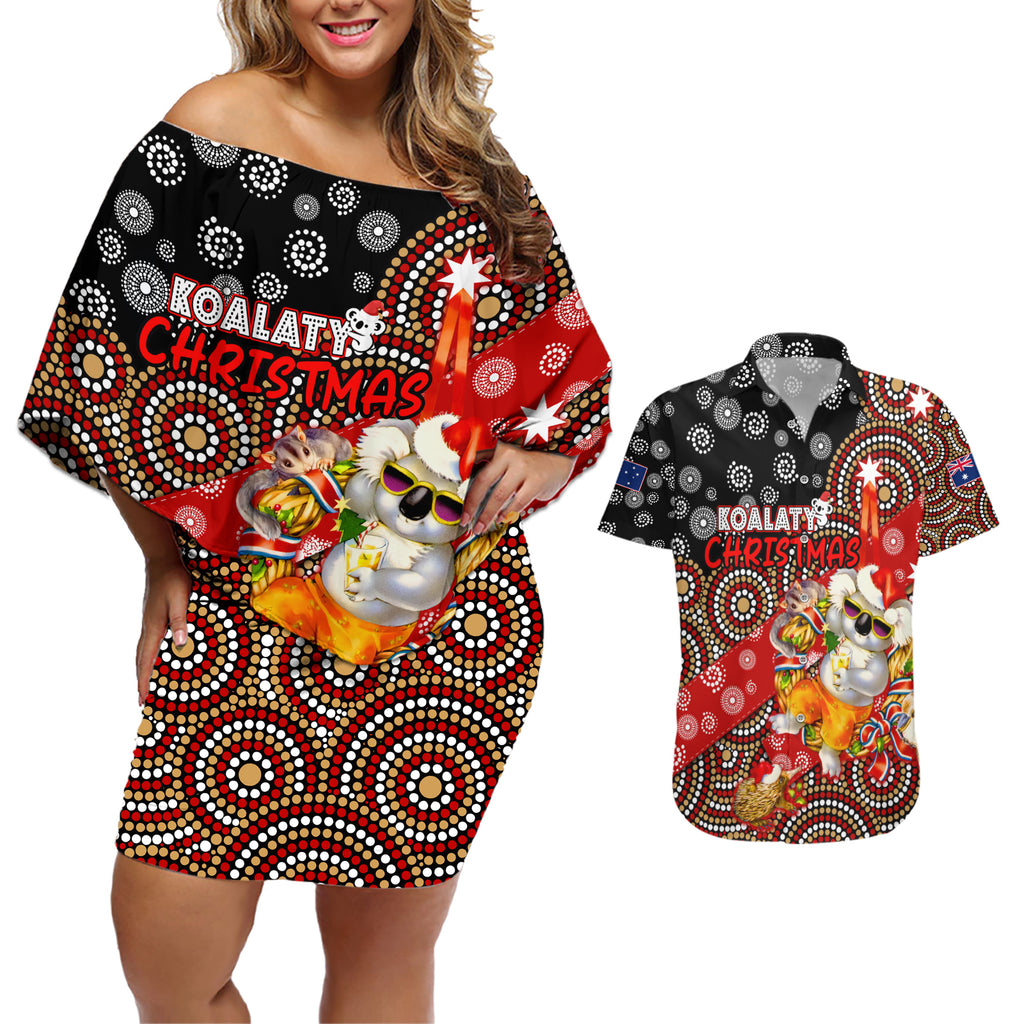 koalaty-christmas-couples-matching-off-shoulder-short-dress-and-hawaiian-shirt-australia-koala-aboriginal