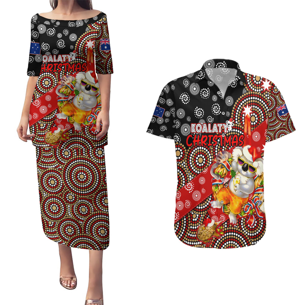 koalaty-christmas-couples-matching-puletasi-dress-and-hawaiian-shirt-australia-koala-aboriginal