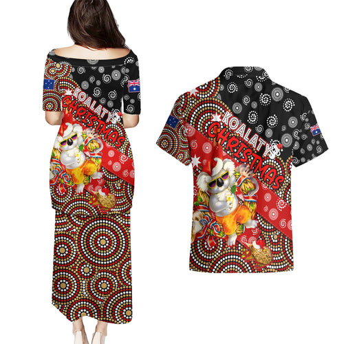 koalaty-christmas-couples-matching-puletasi-dress-and-hawaiian-shirt-australia-koala-aboriginal