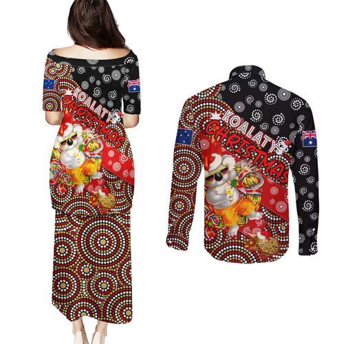 koalaty-christmas-couples-matching-puletasi-dress-and-long-sleeve-button-shirt-australia-koala-aboriginal