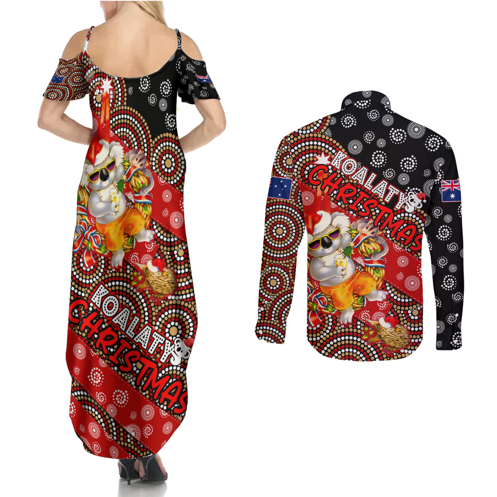 koalaty-christmas-couples-matching-summer-maxi-dress-and-long-sleeve-button-shirt-australia-koala-aboriginal