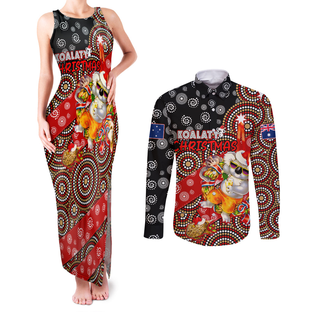 koalaty-christmas-couples-matching-tank-maxi-dress-and-long-sleeve-button-shirt-australia-koala-aboriginal